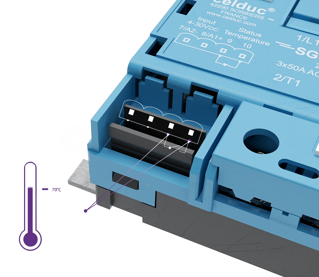 XKD10120, Module à relais statique Celduc XK, Rail DIN, 3 mA, 30 V